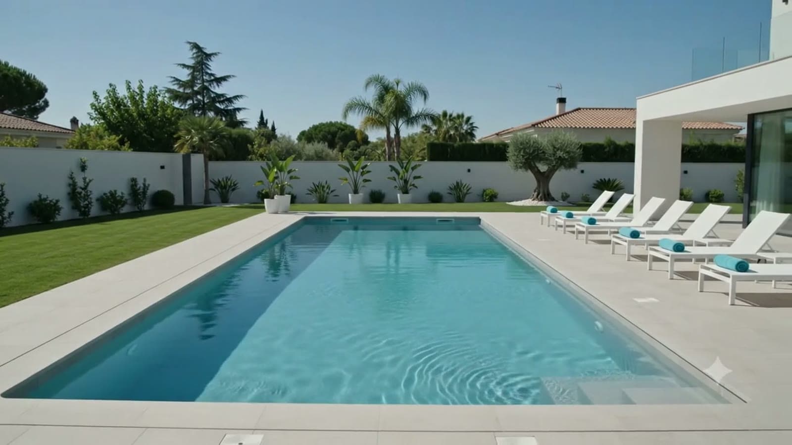 Piscina residencial limpia y lista para usar